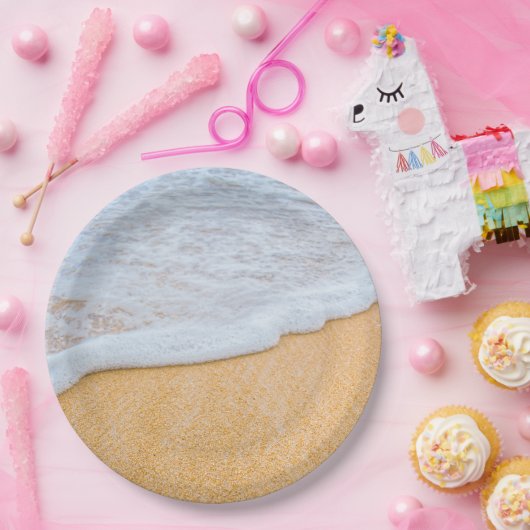 Sandy Beach mit Foamy Surf Pappteller (Party)