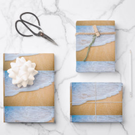 Sandy Beach mit Foamy Surf Pattern Geschenkpapier Set