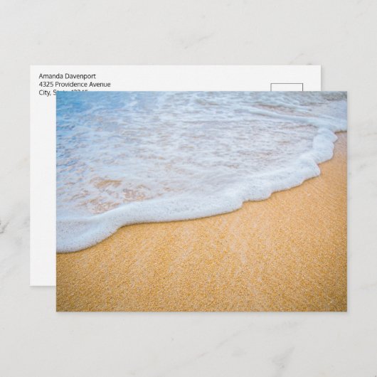 Sandy Beach mit Foamy Surf Postkarte (Vorne/Hinten)