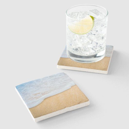 Sandy Beach mit Foamy Surf Steinuntersetzer (Seitenansicht)