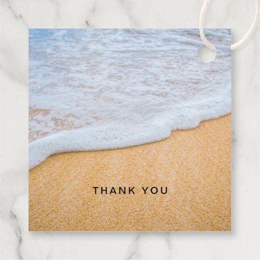 Sandy Beach mit Foamy Surf Vielen Dank Geschenkanhänger (Rückseite)