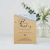Sandy Beach Names in Sand Hearts Ocean Wedding Einladung (Stehend Vorderseite)