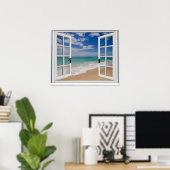 Sandy Beach Ocean View Imitate Fenster Poster (Heimbüro)