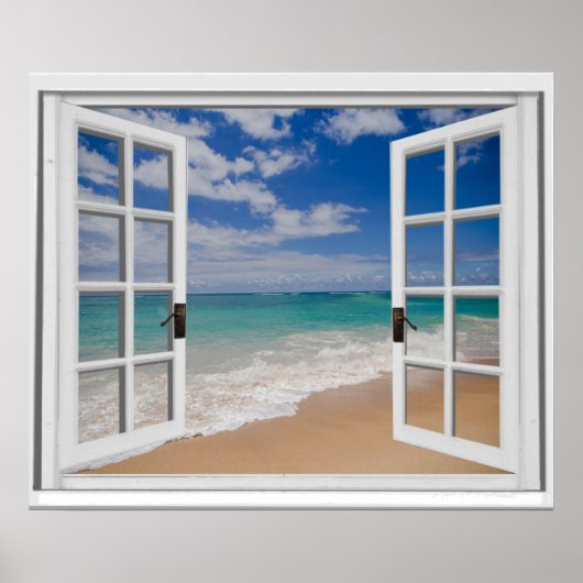 Sandy Beach Ocean View Imitate Fenster Poster (Vorne)