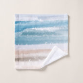 Sandy Beach Ocean Waves Abstrakte Wasserfarbe Badhandtuch Set (Waschlappen)