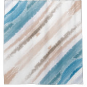 Sandy Beach Ocean Waves Abstrakte Wasserfarbe Duschvorhang (Vorderseite)