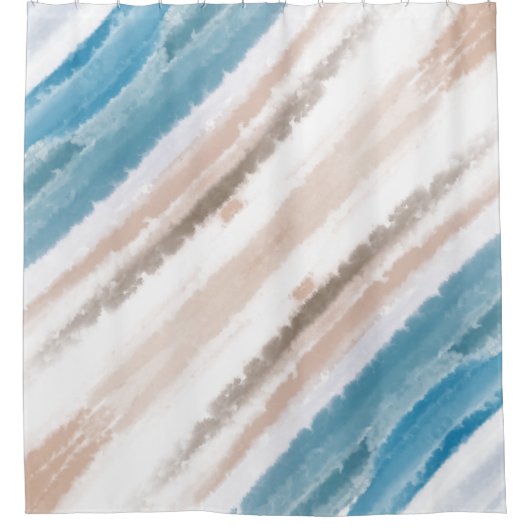 Sandy Beach Ocean Waves Abstrakte Wasserfarbe Duschvorhang (Vorderseite)