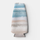 Sandy Beach Ocean Waves Abstrakte Wasserfarbe Flaschenkühler (Vorderseite)