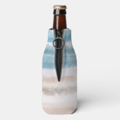 Sandy Beach Ocean Waves Abstrakte Wasserfarbe Flaschenkühler (Flasche Rückseite)