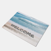 Sandy Beach Ocean Waves Abstrakte Wasserfarbe Fußmatte (Schrägansicht)