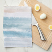 Sandy Beach Ocean Waves Abstrakte Wasserfarbe Geschirrtuch (Viertel Falte)