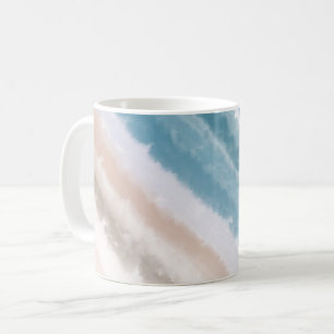 Sandy Beach Ocean Waves Abstrakte Wasserfarbe Kaffeetasse
