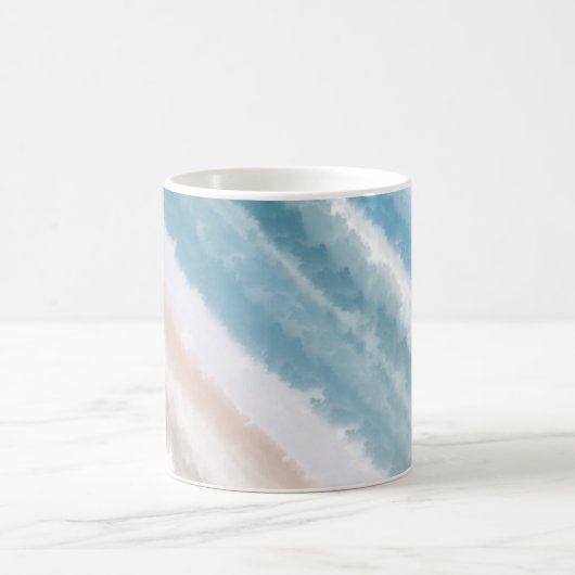 Sandy Beach Ocean Waves Abstrakte Wasserfarbe Kaffeetasse (Mittel)