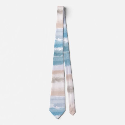 Sandy Beach Ocean Waves Abstrakte Wasserfarbe Krawatte (Vorderseite)