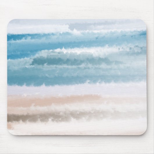 Sandy Beach Ocean Waves Abstrakte Wasserfarbe Mousepad (Vorne)