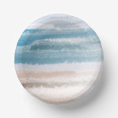 Sandy Beach Ocean Waves Abstrakte Wasserfarbe Pappteller (Vorderseite)