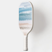 Sandy Beach Ocean Waves Abstrakte Wasserfarbe Pickleball Schläger (Links)