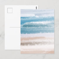 Sandy Beach Ocean Waves Abstrakte Wasserfarbe