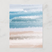 Sandy Beach Ocean Waves Abstrakte Wasserfarbe Postkarte (Vorderseite)