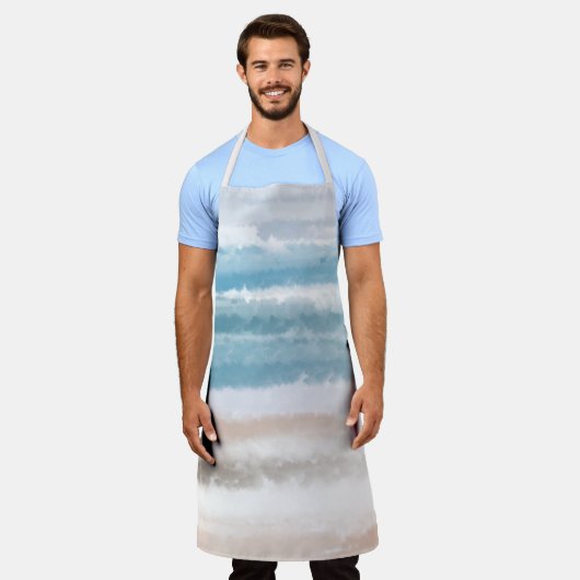 Sandy Beach Ocean Waves Abstrakte Wasserfarbe Schürze (Getragen)