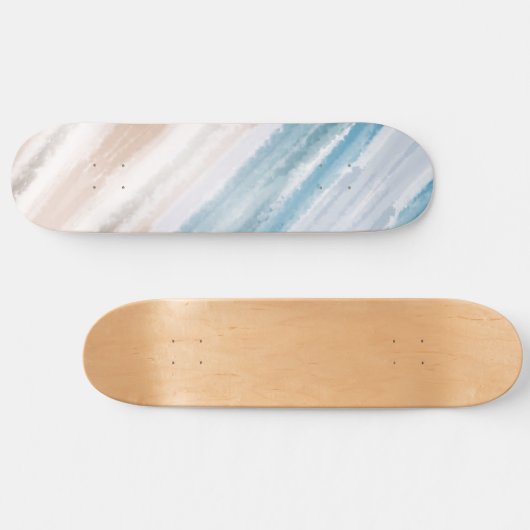 Sandy Beach Ocean Waves Abstrakte Wasserfarbe Skateboard (Horizontal)
