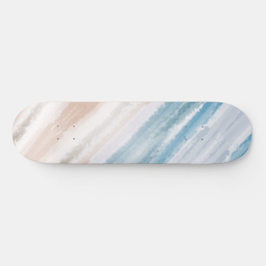 Sandy Beach Ocean Waves Abstrakte Wasserfarbe Skateboard (Horizontal)