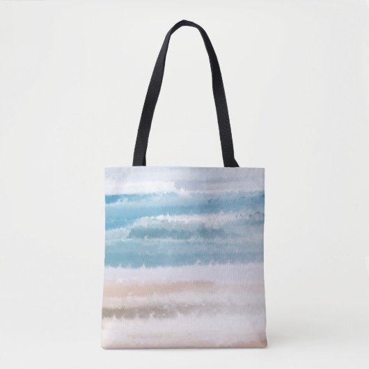Sandy Beach Ocean Waves Abstrakte Wasserfarbe Tasche (Vorderseite)