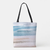 Sandy Beach Ocean Waves Abstrakte Wasserfarbe Tasche (Rückseite)