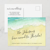 Sandy Beach Ocean Waves nach Florida verlegt Ankündigungspostkarte (Vorne/Hinten)