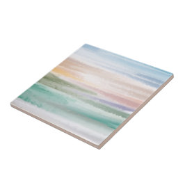 Sandy Beach Ocean Waves Sonnenuntergang Abstrakte  Fliese