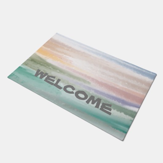 Sandy Beach Ocean Waves Sonnenuntergang Abstrakte  Fußmatte (Schrägansicht)