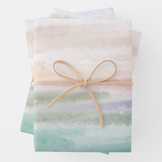 Sandy Beach Ocean Waves Sonnenuntergang Abstrakte Geschenkpapier Set (Beispiel)