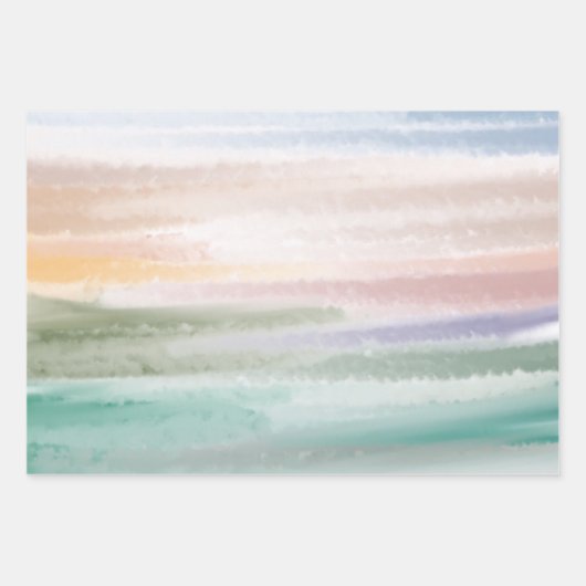 Sandy Beach Ocean Waves Sonnenuntergang Abstrakte Geschenkpapier Set (Vorderseite)
