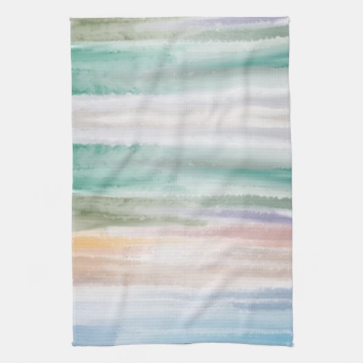 Sandy Beach Ocean Waves Sonnenuntergang Abstrakte Geschirrtuch (Vertikal)