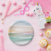 Sandy Beach Ocean Waves Sonnenuntergang Abstrakte  Pappteller (Party)