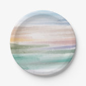 Sandy Beach Ocean Waves Sonnenuntergang Abstrakte  Pappteller (Vorderseite)