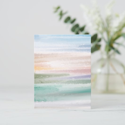 Sandy Beach Ocean Waves Sonnenuntergang Abstrakte Postkarte (Stehend Vorderseite)