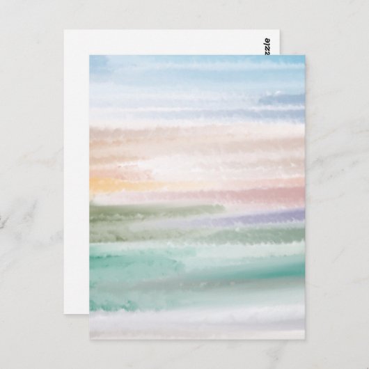 Sandy Beach Ocean Waves Sonnenuntergang Abstrakte Postkarte (Vorne/Hinten)