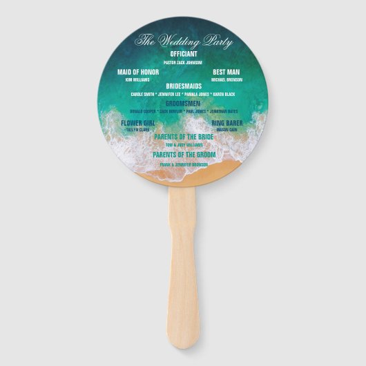 Sandy Beach Ocean Waves Wedding Fächer (Rückseite)