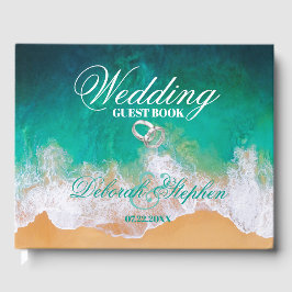 Sandy Beach Ocean Waves Wedding Gästebuch