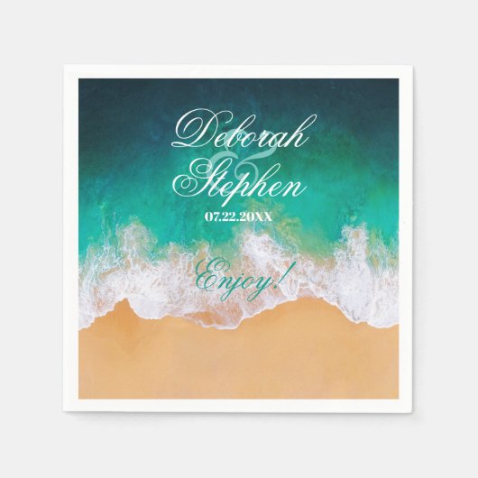 Sandy Beach Ocean Waves Wedding Serviette (Vorderseite)