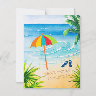Sandy Beach Palm Trees Wir sind nach Florida gezog Ankündigung