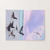 Sandy Beach Party mit den Tauben und Möwen Puzzle (Horizontal)