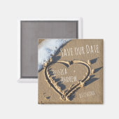 Sandy Beach Personalisiert Names Heart Rettete uns Magnet (Vorderseite/Rückseite)