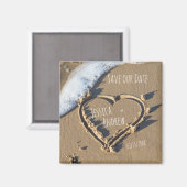 Sandy Beach Personalisiert Names Heart Rettete uns Magnet (Vorderseite/Rückseite)