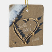 Sandy Beach Personalisiert Names Herz in Sand Keramikornament (Rechts)