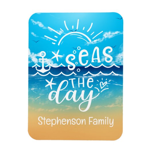 Sandy Beach Personalisiert Seas the Day Cruise Magnet (Vertikal)