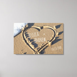 Sandy Beach Personalisierte Namen Herz im Sand Leinwanddruck