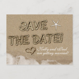 Sandy Beach SAVE THE DATE Hochzeitsdatum Postkarte