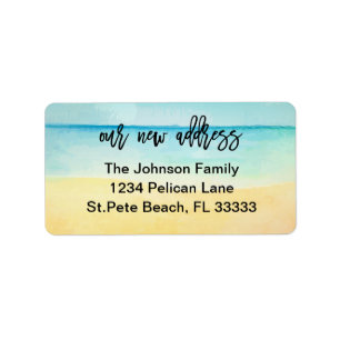 Sandy Beach Scene - neue Adresse Adressaufkleber
